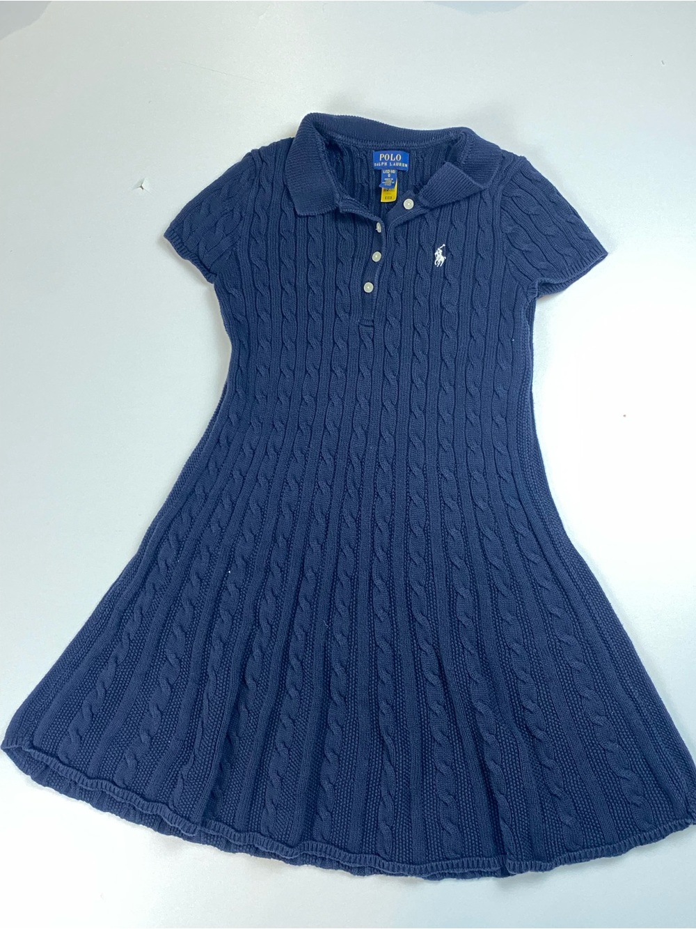 Polo by Ralph Lauren Navy Cable-Knit Polo Dress - L (12-14)